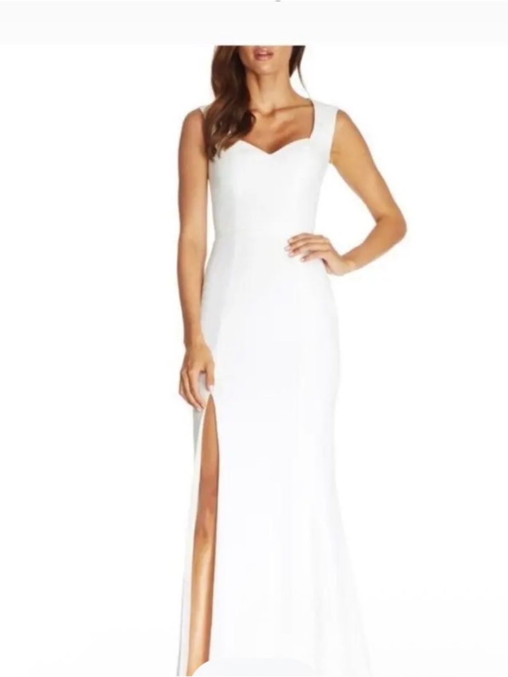 The Population Monroe Gown Side Slit white dress